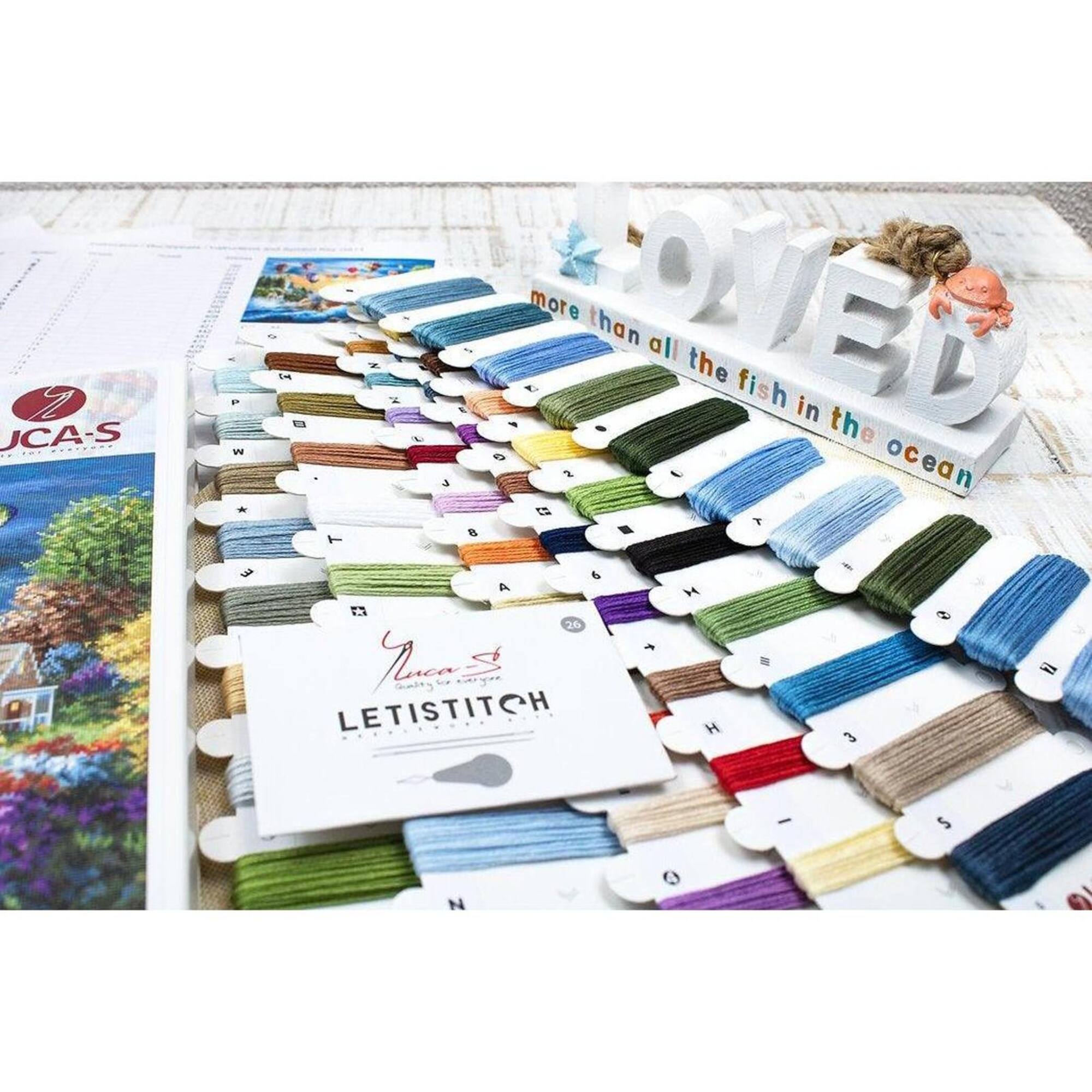 Luca-s Balloons Over Sunset Cove Counted Cross Stitch Kit